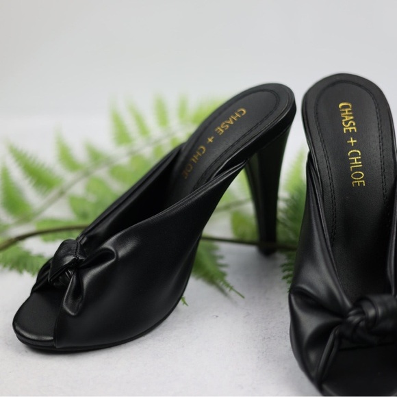 Chase + Chloe Knot Detail Heel Sandals - Black - Picture 5 of 9